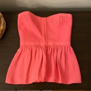 Pink Strapless Silk Bustier Top